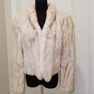 Genuine Rabbit Fur off white coat